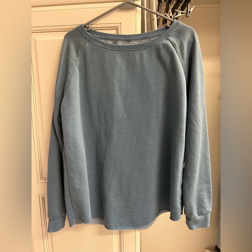Brand New Nayked Apparel Women’s Large Wave Wash Crewneck Sweatshirt Misty Blue